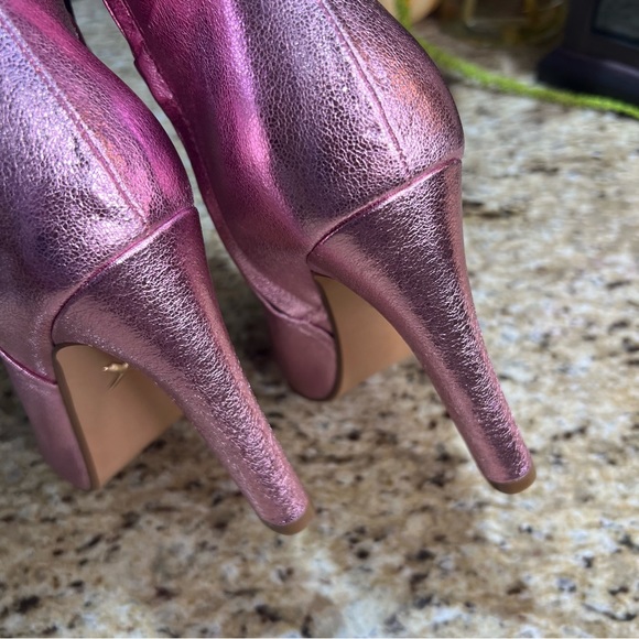 Brian Atwood x Express Bubble Metallic Over The Knee Heeled Boots 9 - Picture 12 of 16